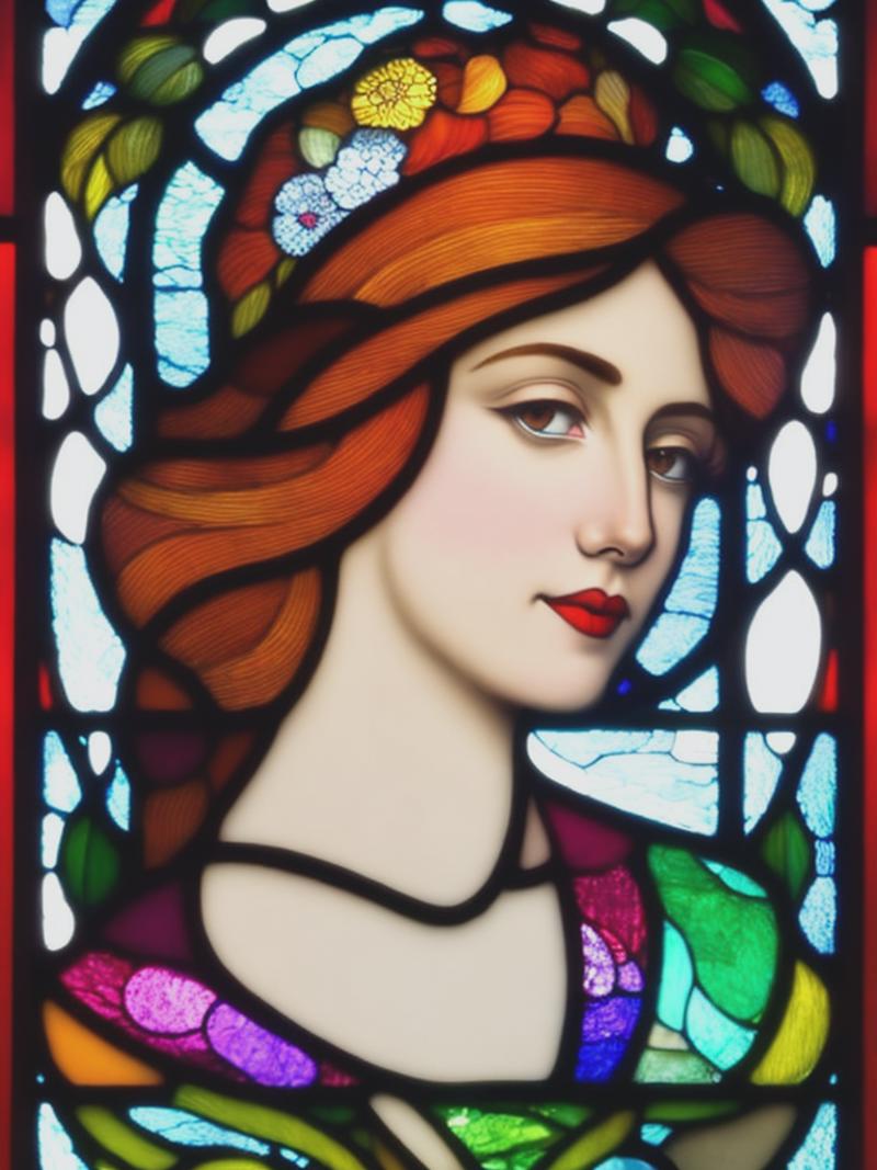 07992-522044283-make an art nouveau stained glass window with a red-haired woman dressed as a virgin.png